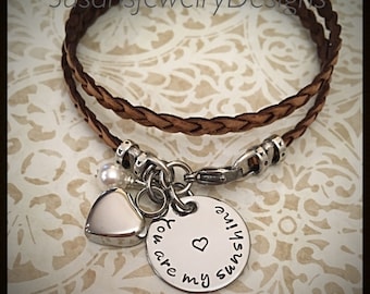 Heart urn bracelet, stainless steel, leather wrap, cremation jewelry, custom wording, keepsake memorial, ash holder, capsule, mom dad loss