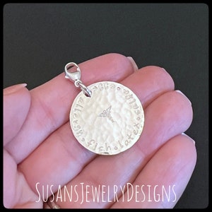 Custom medical alert clip on charm, sterling silver medical id, medical identification, diabetic jewelry, personalized quiet luxury, allergy