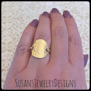 Custom monogram saddle ring, yellow gold initial ring, filled, custom size, initial jewelry, personalized initials, gift for her, my letters