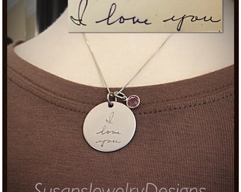 Handwritten necklace, handwriting gift, engraved signature, signature jewelry, keepsake pendant, engraved handwriting jewelry, gift for mom