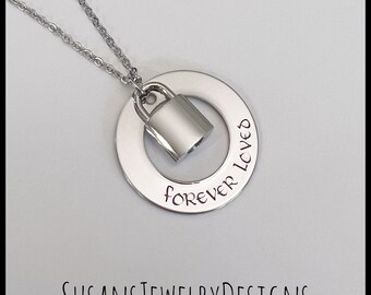 Custom lock urn necklace, stainless urn, memorial necklace, cremation jewelry, personalized keepsake, ash holder, washer disc, mom dad urn
