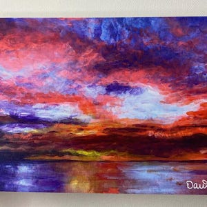 Cotton Candy Skies Print - Original Acrylic Fine Art Skyscape Painting Giclee - Calming Sky Painting for Beautiful Relaxing Home