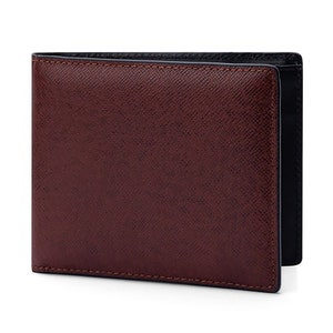 Cartera de cuero importada de alta calidad hecha a mano para hombres con un práctico compartimento con cremallera - Grabado personalizado
