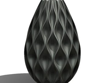 Wavy oval Vase STL: 3D Print File, Modern Home Decor (Digital Download)