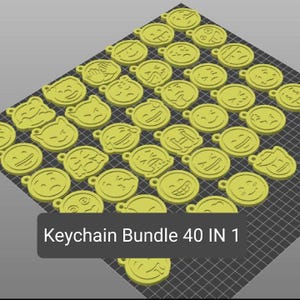 3D Emoji keychain set of 40, Printable emoji STL, Laser cut emoji DXF, bundle of 40 emoji keychains, 3d Printer and Laser cut ready files,