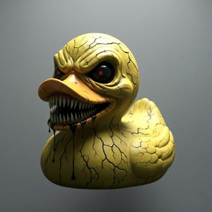 Miniatura de pato de borracha assustador, arquivo STL para impressão 3D e animação, download digital.