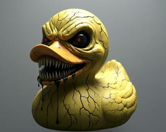 Scary rubber duck miniature, Stl file for 3d print and animation, digital download