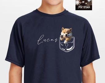 Haustier (Shiba inu) in einer Taschen-T-Shirts, niedliche Shiba-T-Shirts, Hund kundenspezifische T-Shirts, Hundet-shirt, Geschenkidee, lustige Geschenke, Spaß Shiba-T-Stück für sie