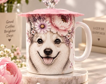 Unique  Corgi with Flower Crown Art Mug