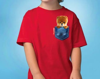 T-Shirts mit Pomeranian-Motiv in Jeans-Tasche, süße Pomeranian-T-Shirts, Pomeranian-Shirt, Shirt für Hundeliebhaber, einzigartiges Shirt, Geschenk für Kinder, für sie