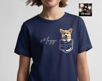 Hund (Corgis) in einer Tasche T-Shirts, niedliche Corgis T-Shirts, Corgis Hemd, Hundeliebhaber Hemd, einzigartiges Hemd, Geschenk für sie, Corgis benutzerdefiniertes Hemd
