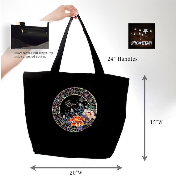 The gentle breeze with peony flowers tote, gift idea tote, Organic canvas tote Bag, unique design tote, Christmas gift, flower canvas bag