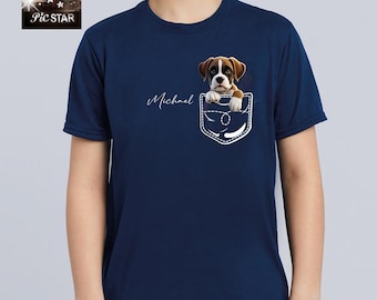 Haustier (Boxer hund) in einer Tasche T-Shirts, niedliche Boxer hundet-shirts, Boxer WELPE kundenspezifische T-Shirts, Hundet-shirt, Boxerhundet-shirt