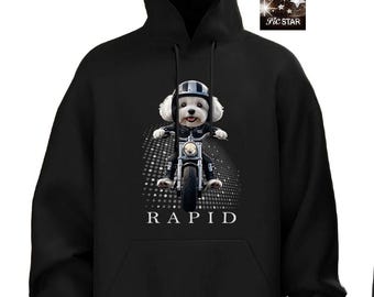 Bichon Frise Hoodie, Hund auf Motorrad, Süßes Geschenk für Tierliebhaber, Individueller Hunde Hoodie
