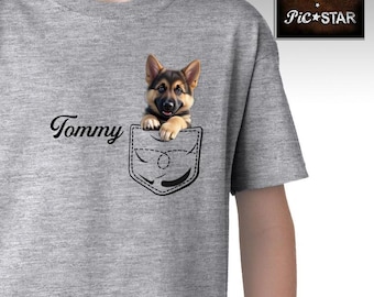 Haustier (Deutscher Schäferhund) in der Tasche T-Shirts, süße Deutsche Schäferhund T-Shirts, Deutsche Schäferhund T-Shirts, Hunde T-Shirt, Deutsche Schäferhund T-Shirt
