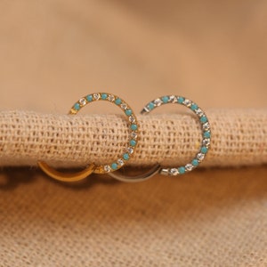 Septum Rings 16G Surgical Steel Clicker Ring Turquoise Nose Rings Septum Conch Helix Cartilage Nose Hoop Piercing Helix Piercing Jewelry