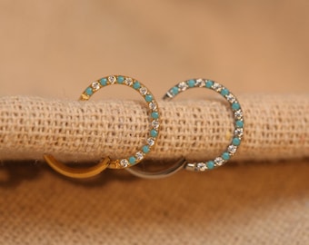 Septum Rings 16G Surgical Steel Clicker Ring Turquoise Nose Rings Septum Conch Helix Cartilage Nose Hoop Piercing Helix Piercing Jewelry