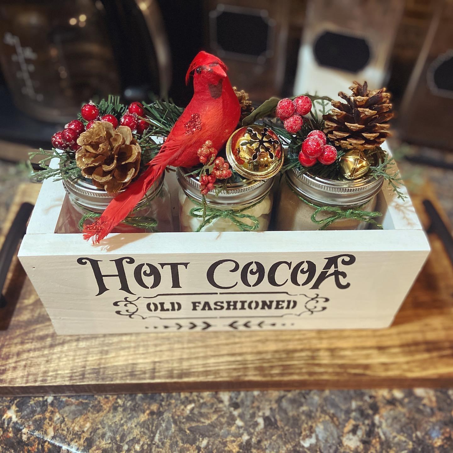 Cocoa Station Accessories Soaoo Christmas Hot Cocoa Bar Wood Storage Box Cocoa Decorative Organizer Christmas Basket Organizer Bins Xmas Open Holder Box For Home Kitchen Office Double Layer Storage Bin