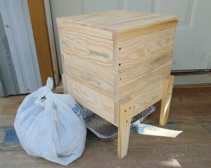 Homemade Wood Worm Bin 3 Tray Etsy