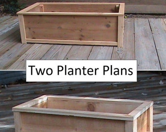 Two - Cedar Planter Plans / Wood Working Plans / Outdoor Planters / Planter Box Plans / Wooden Planter Plans / Patio Planter Plans