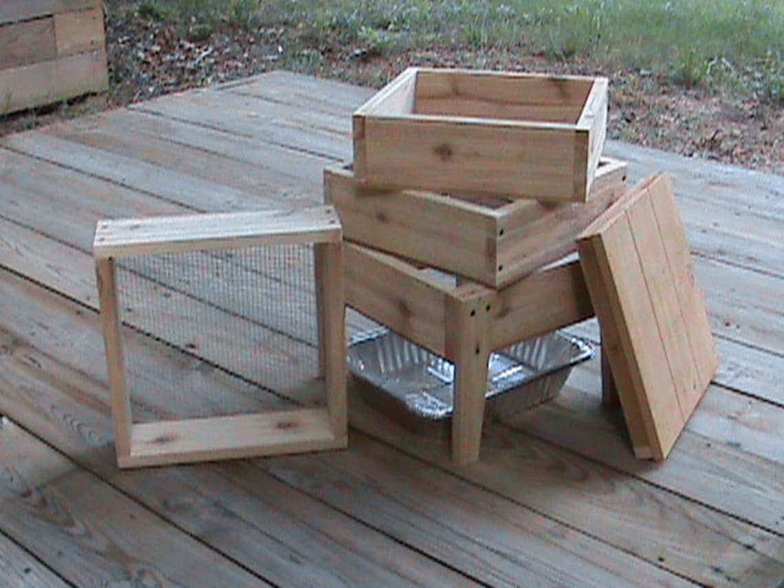 Homemade Wood Worm Bin Cedar 4 Tray Etsy