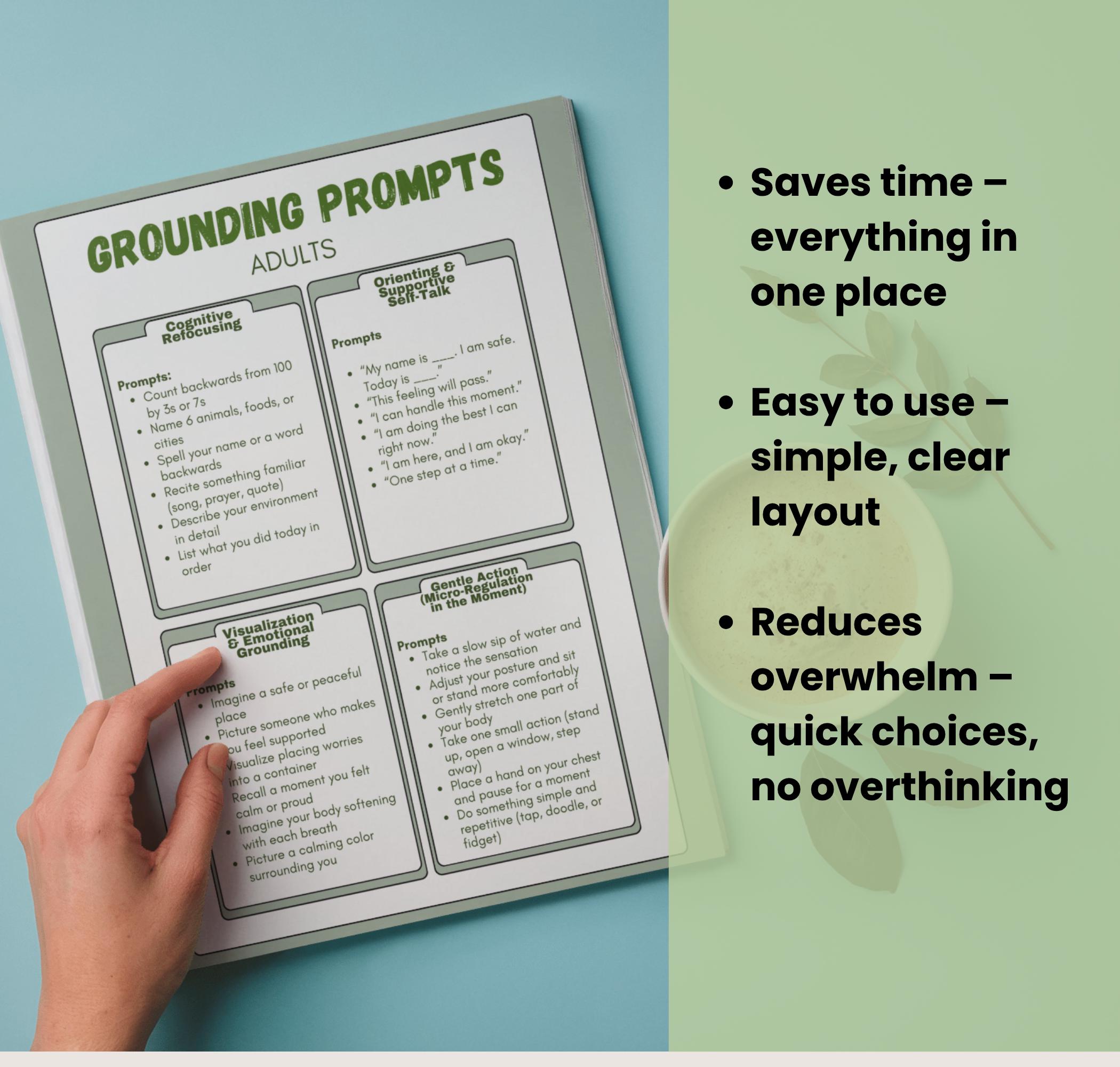 Grounding Exercises for Adults Cheat Sheet - Etsy