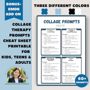 Collage Therapy Prompts Printable, for all ages. Counseling Tools, Art Therapy