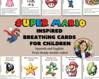 Breathing Cards Mario Themed for kids in Spanish and English