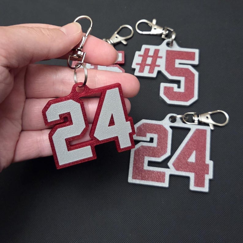 MEDIUM Custom Sports Number Keychain: Football, Hockey, Volleyball ...