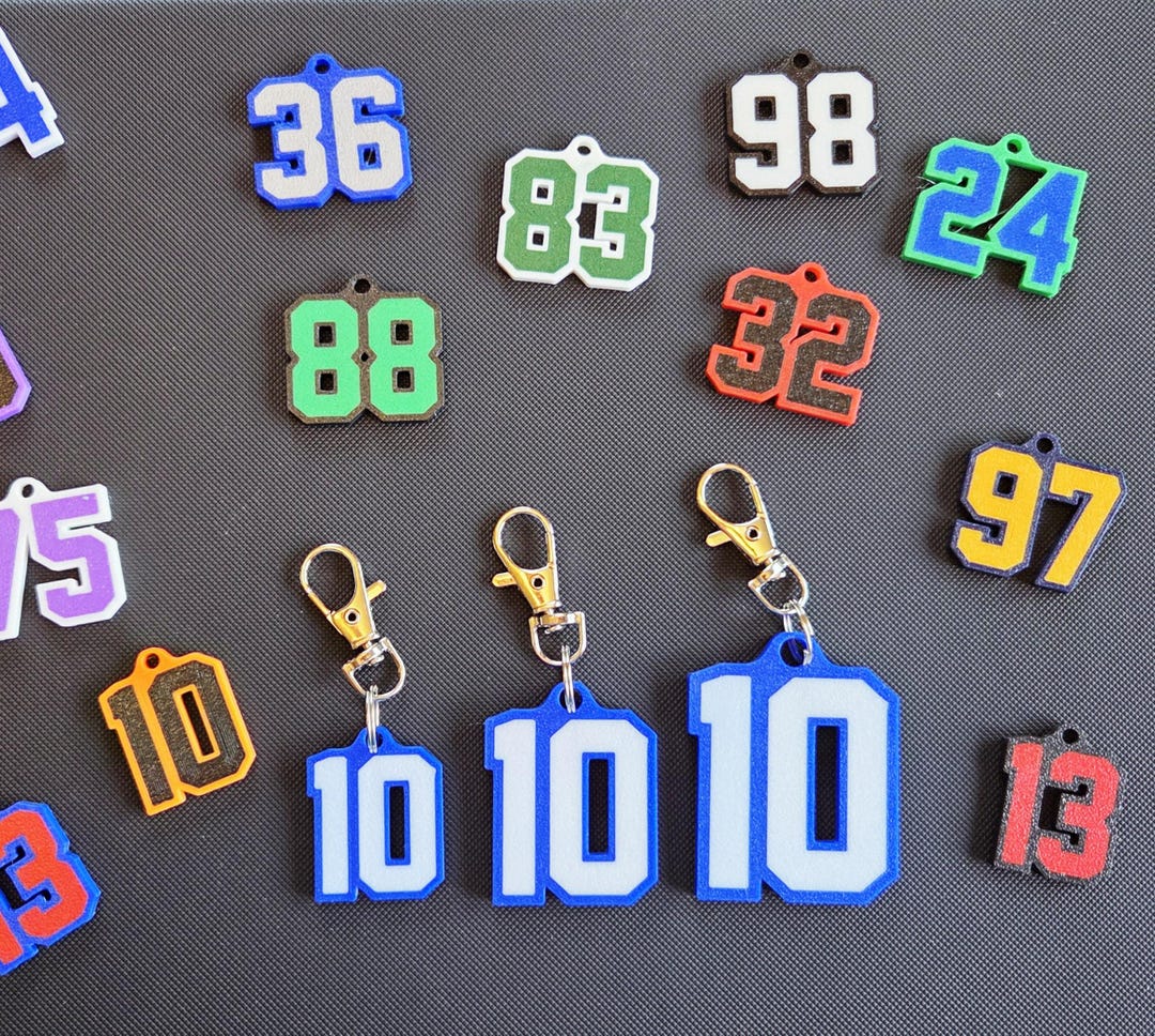 MEDIUM Custom Sports Number Keychain: Football, Hockey, Volleyball ...