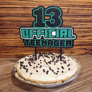 13th Birthday Cake Topper - Official Teenager Party Decor - Teen Birthday Sign - 13 Cake Topper