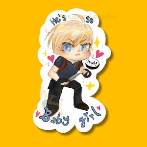 RE4 Leon Kennedy Babygirl Sticker | Resident Evil | Vinyl | Holographic | Sparkly Cute Kawaii Chibi Fanart Zombie video game series