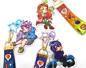 SDV lanyard acrylic keychain wristlet, Shane Elliott Sebastian Stardew Valley, bachelor bachelorette dating sim