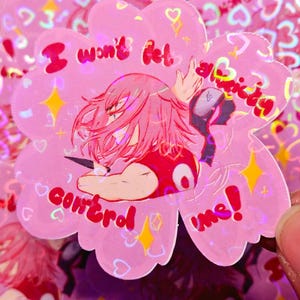 Sticker vinyle holographique coeur Sakura Haruno | Chakra Shinobi façon Ninja NRT | narutomaki aux fleurs de cerisier | santé mentale courage anxiété