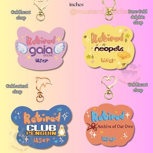 2000s nostalgia keychains, Gaia Online Neopets Club Penguin AO3 acrylic epoxy, Y2k, 90s baby kid, Kidcore Nostalgiacore, fanfiction, meme image 2