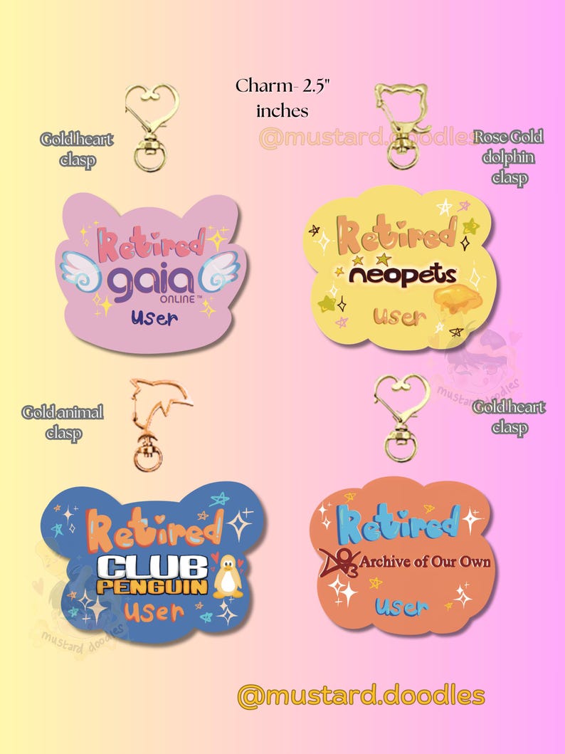 2000s nostalgia keychains, Gaia Online Neopets Club Penguin AO3 acrylic epoxy, Y2k, 90s baby kid, Kidcore Nostalgiacore, fanfiction, meme image 2
