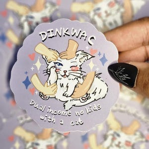 Pegatina de vinilo DINKWAC Life / Doble ingreso, sin hijos y con gato / Divertido / Sin hijos / Amante de los gatos / Humor / Regalos para amantes de las mascotas / Generación Z