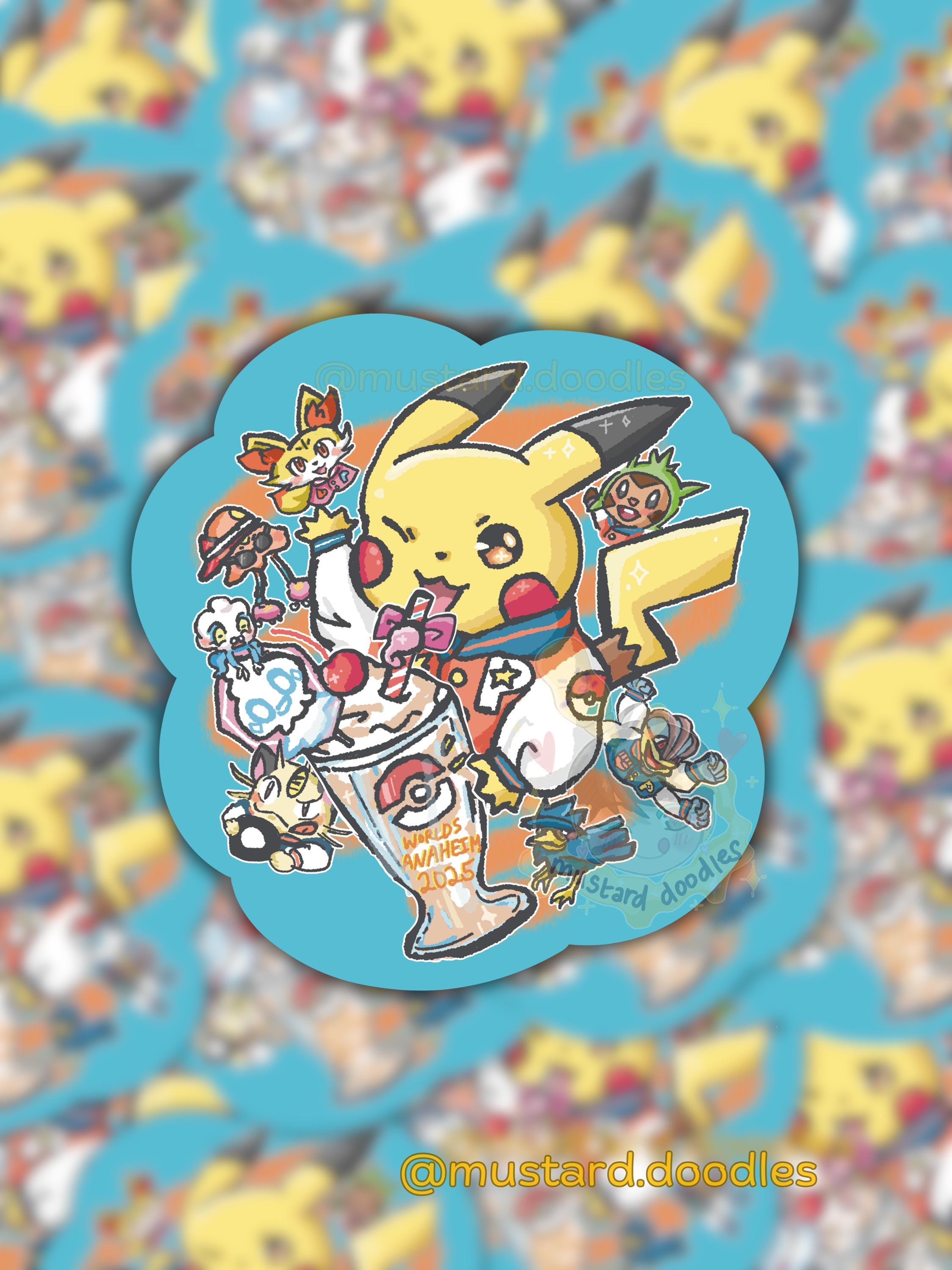 Poke Worlds 2025 Pikachu Vinyl Sticker, Pocket Anime Monster, Machamp ...