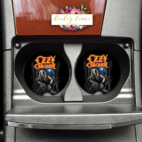 Posavasos para coche de Ozzy Osborne, juego de 2, Ozzy, posavasos para coche para hombre, Ozzy Bark at the Moon, rock clásico, accesorios para coche, rock and roll