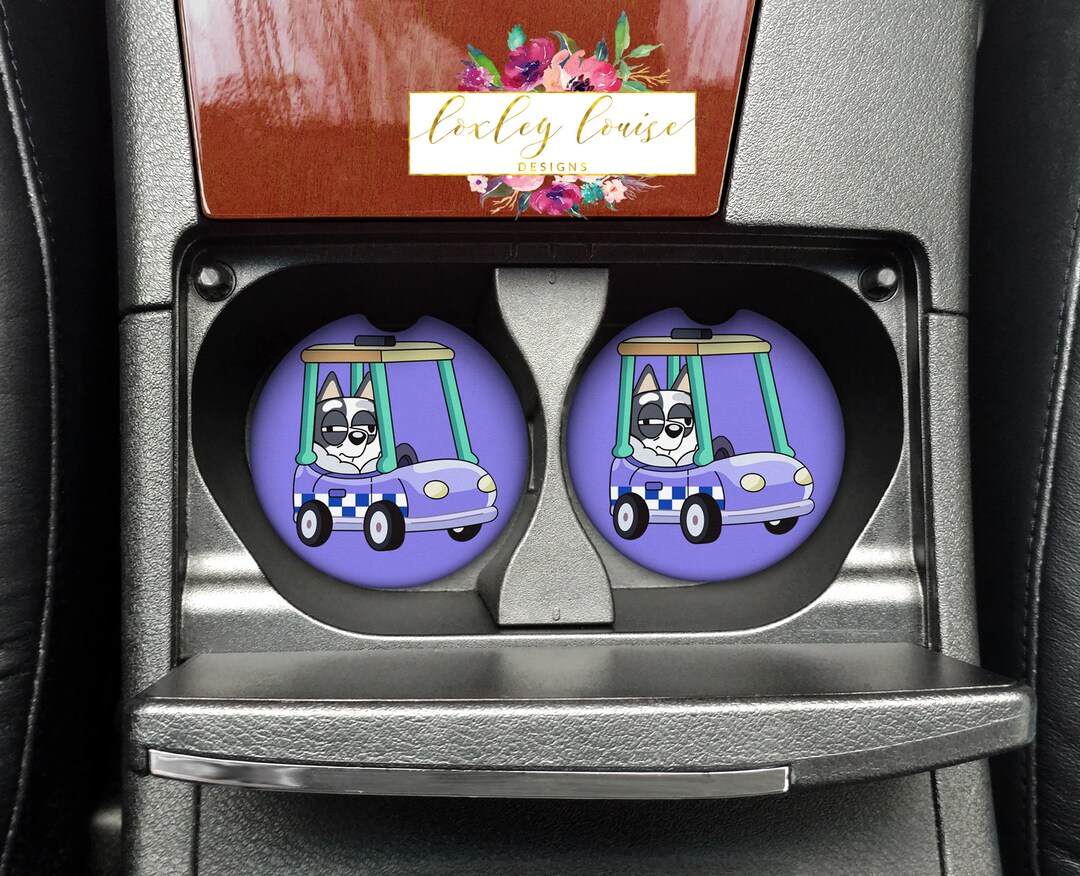 Muffin Car Coasters, Muffin Sleepover, Set of 2, Bluey, Muffin