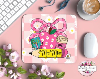 Personalized Teacher Mousepad, Teacher Appreciation Gift, School, Pencil, Supplies, Desk Decor, Mousepad