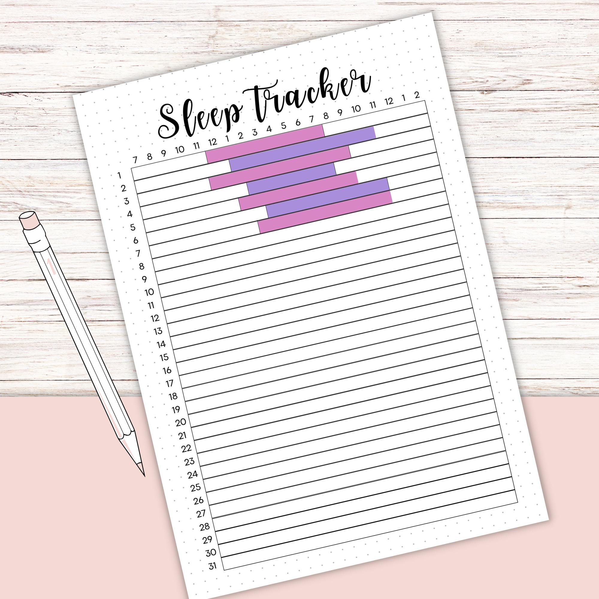 Monthly Sleep Tracker | Printable Bullet Journal Page, Health Journal ...