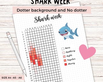 Period tracker PRINTABLE , Shark Week Tracker  – Cycle trackers, bullet journal page  tracker, Annual tracker,