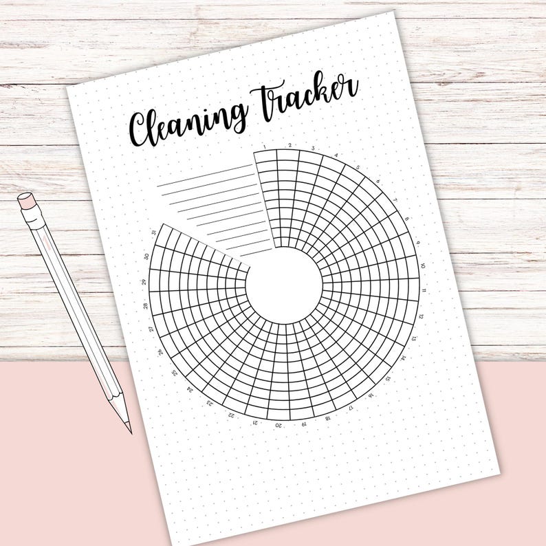 Monthly Cleaning Tracker Printable: Dot Grid, A4 A5 A6 (PDF Download ...