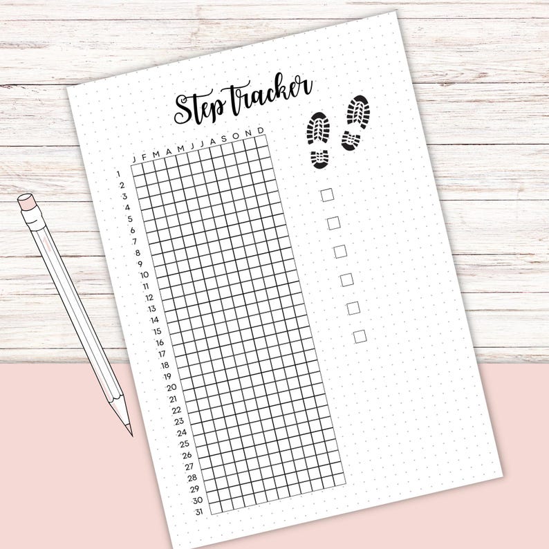 Printable Step Tracker: Daily Walking Log, Habit Building (PDF Download ...