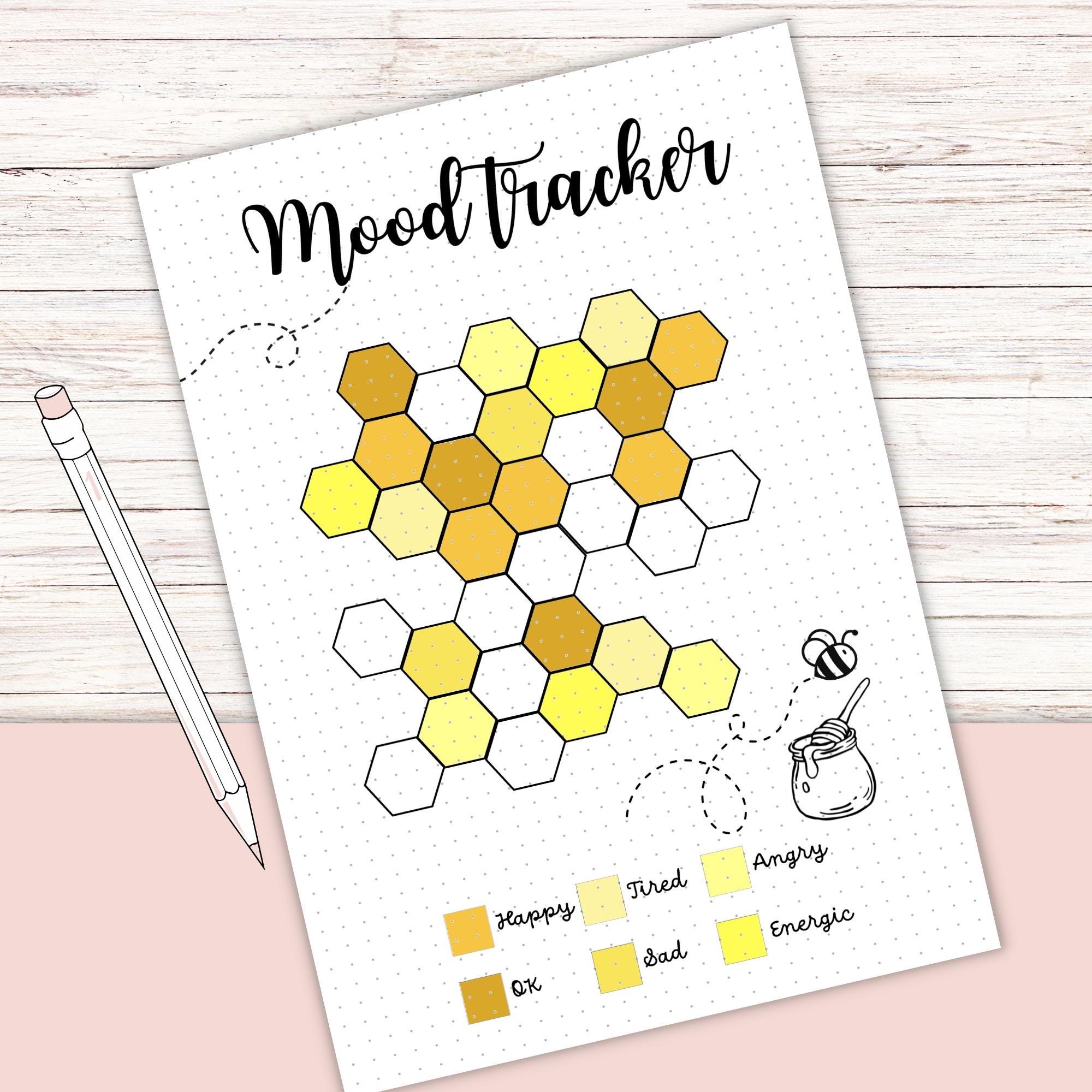 Bee Mood Tracker Printable: Mental Health Journal Page (digital ...