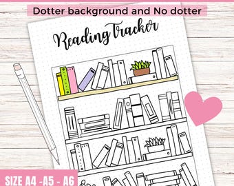 Afdrukbare dagboekpagina met leestracker, boekenplankboekdagboek, logboek, boekuitdaging, boektrackers