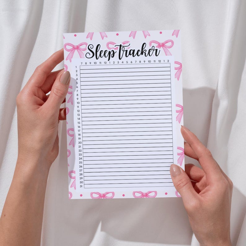 Pink Bow Sleep Tracker Printable: Colorful Planner Page (A4/A5/A6) - Etsy