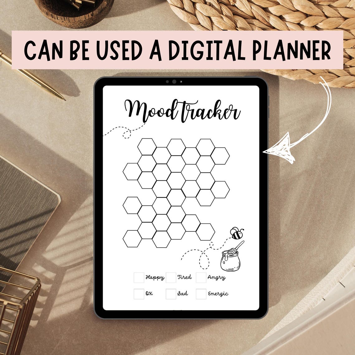 Bee Mood Tracker Printable: Mental Health Journal Page (digital ...