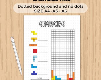 Exercise tracker printable journal page, fitness tracker, habit tracker, monthly tracker,fitness exercise game tris, weigt loss, journaling